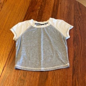 SHEIN Gray White Contrast Crop Top XS